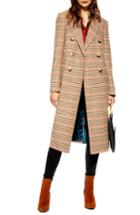 Women's Topshop Brushed Long Coat Us (fits Like 0) - Brown
