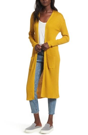Women's Bp. Rib Knit Midi Cardigan, Size - Green