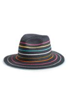 Women's Echo Stripe Packable Straw Fedora - Blue