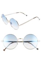 Women's Cutler And Gross 53mm Polarized Round Sunglasses - Siliver/ Reef Blue