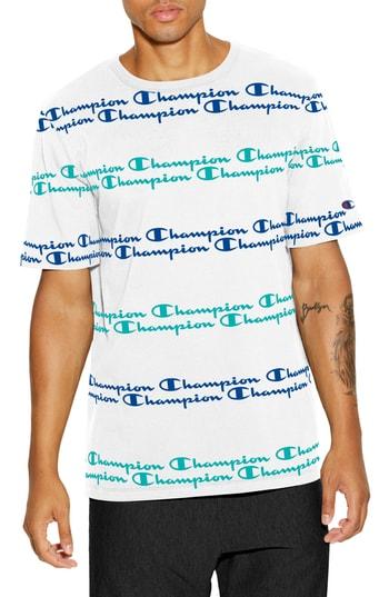Men's Champion Logo Print T-shirt, Size - White