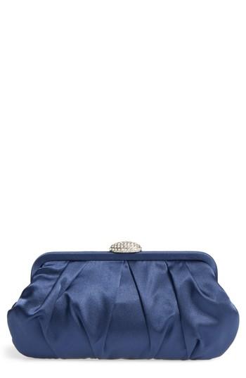Nina Concord Pleated Satin Frame Clutch - Blue