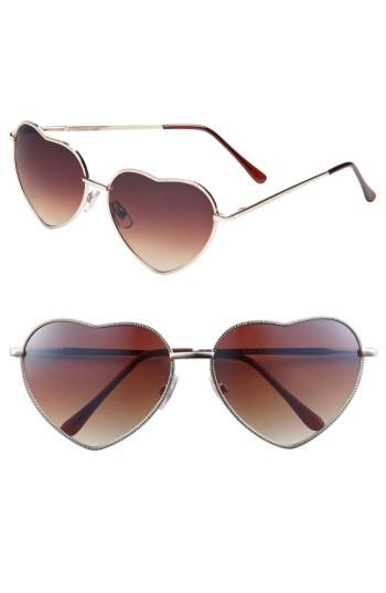 Junior Women's Bp. Heart Shaped 58mm Sunglasses - Gold/ Pink