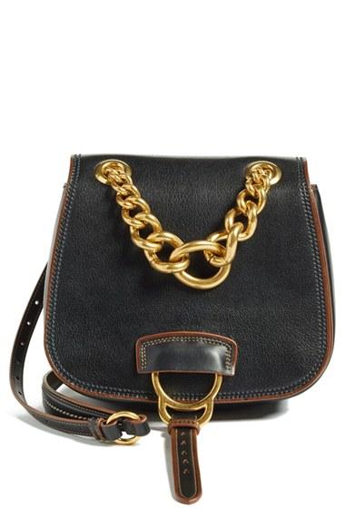 Miu Miu 'dahlia' Goatskin Leather Saddle Bag - Black