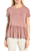 Women's Bobeau Short Sleeve Peplum Tee - Pink