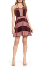 Women's Foxiedox Dante Velvet & Gauze Halter Dress - Burgundy