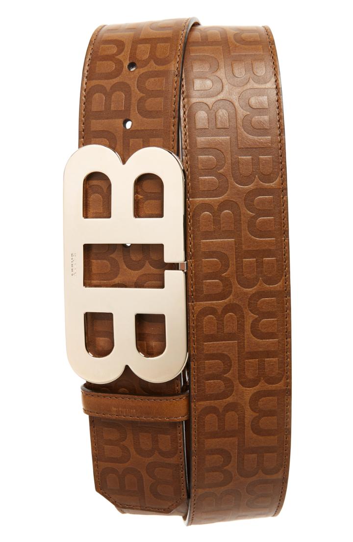 Men's Bally Stamped Logo Leather Belt