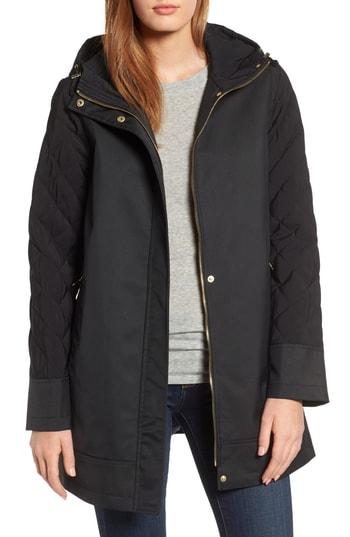 Women's Trina Turk Hallie Quilted Sleeve Twill Parka - Black