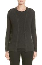Women's Lafayette 148 New York Chain Detail Cashmere Cardigan - Grey