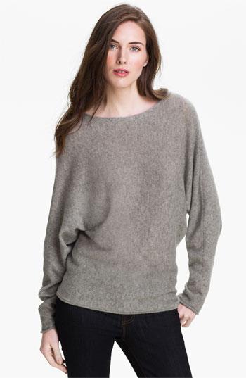 Only Mine Dolman Sleeve Cashmere Sweater Heather Grey Small