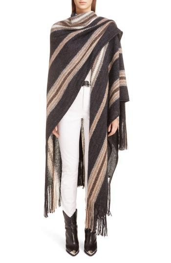 Women's Isabel Marant Kalibo Mohair & Wool Blend Poncho Coat, Size - Black