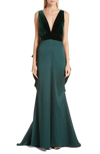 Women's Sachin & Babi Noir Topanga Velvet Bodice Bow Back Gown - Green