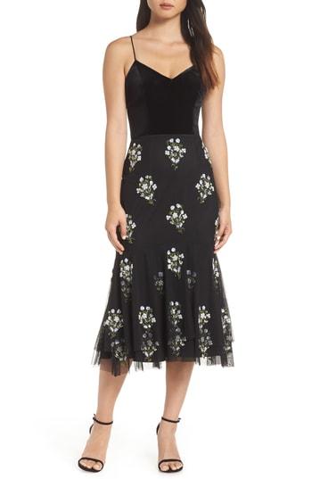 Women's Adrianna Papell Bead Embellished Midi Dress - Black