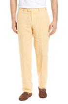 Men's Hiltl Parma Flat Front Solid Linen Trousers Eu - Yellow