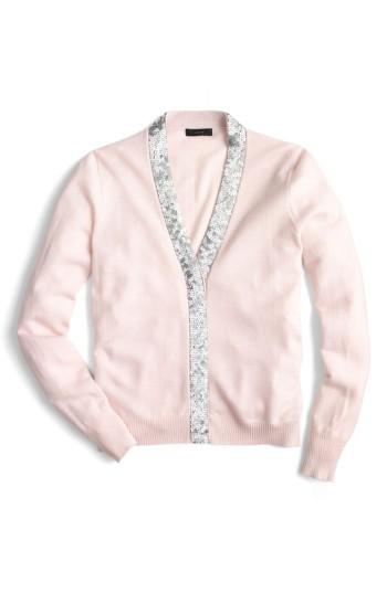 Women's J.crew Harlow Sequin Placket Cardigan, Size - Pink