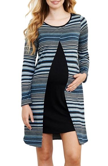 Women's Maternal American Overlay Sweater Maternity Dress