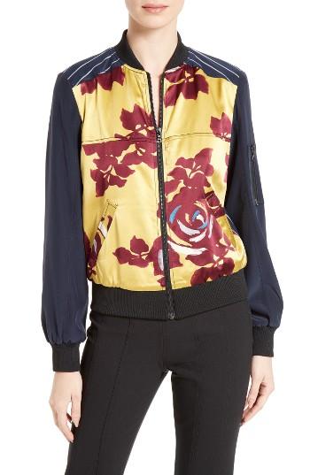 Women's Cinq A Sept Harper Silk Satin Bomber Jacket