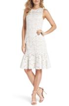 Women's Eliza J Flounce Laser Cut Scuba Dress - White