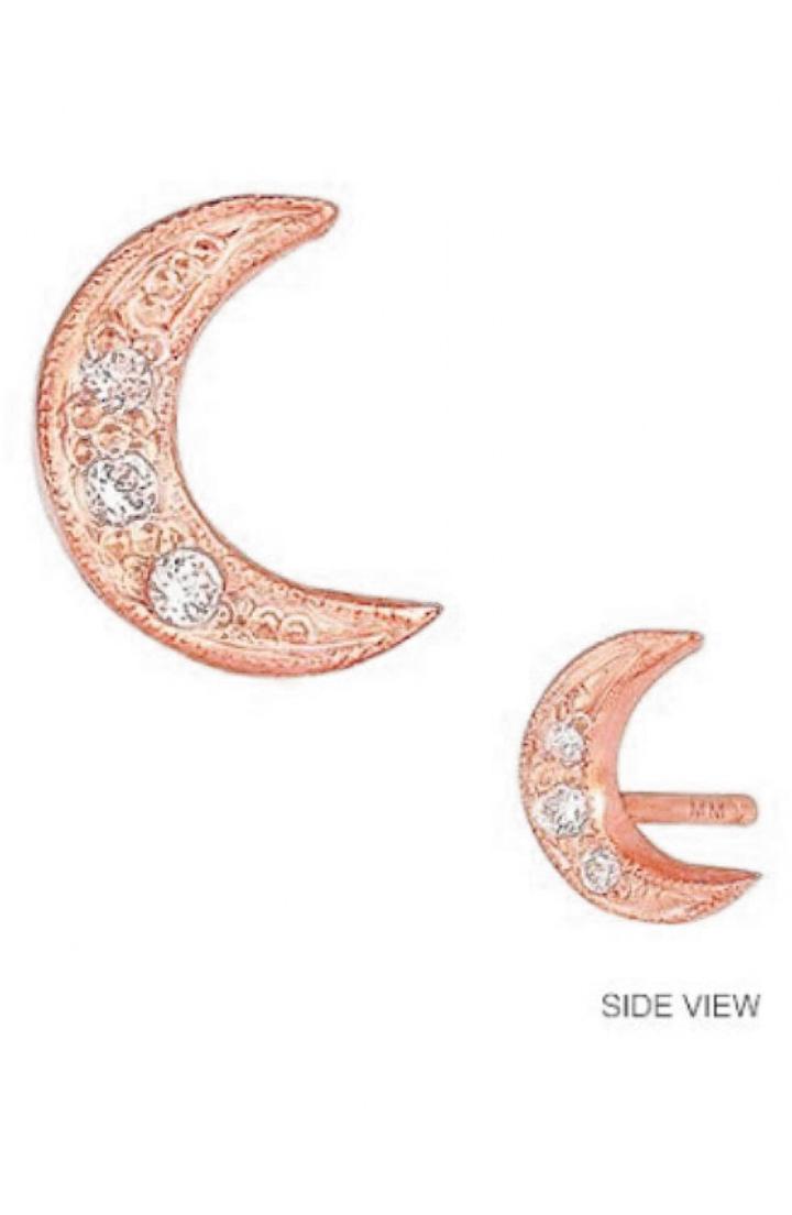 Women's Mini Mini Jewels Diamond Icon Crescent Moon Earring