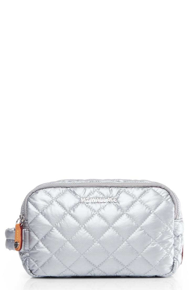 Mz Wallace Sam Quilted Nylon Cosmetics Case, Size - Tin Metallic