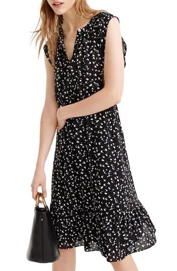 Women's J.crew Daisy Floral Cap Sleeve Midi Dress, Size - Black