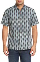 Men's Tommy Bahama Ikat On A Hot Tin Roof Standard Fit Silk Blend Camp Shirt, Size - Black