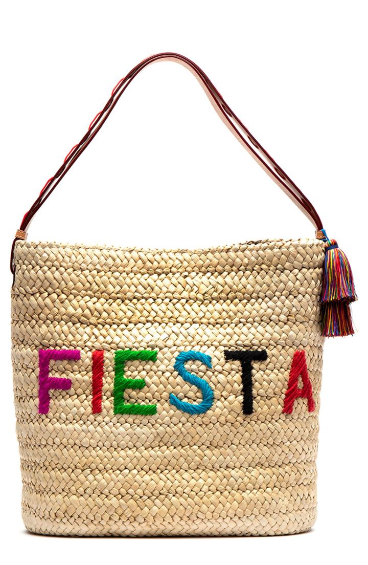 Frances Valentine Straw Shoulder Bag - Brown