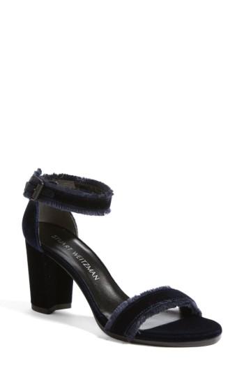 Women's Stuart Weitzman Frayed Ankle Strap Sandal .5 M - Blue