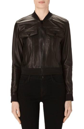 Women's J Brand Harlow Crop Leather Bomber Jacket