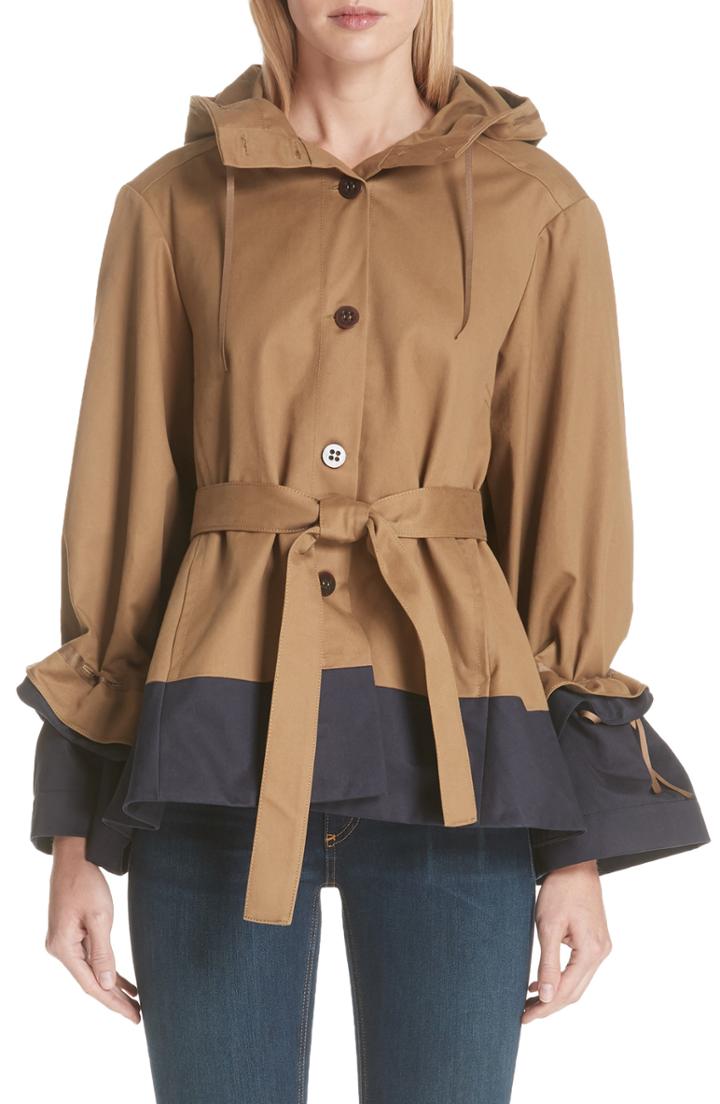 Women's Gucci Ruffle Trim Quilted Caban Us / 40 It - Black