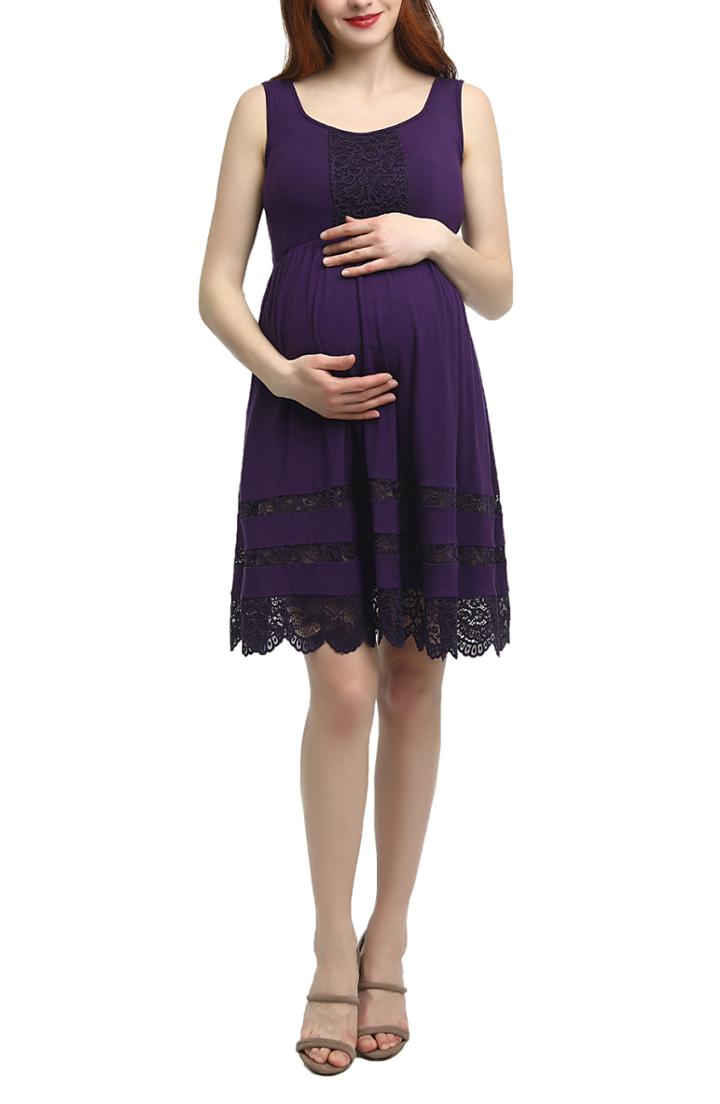 Women's Kimi And Kai Savana Lace Trim Maternity Skater Dress