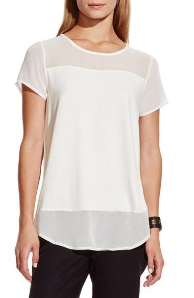 Women's Vince Camuto Chiffon Yoke Short Sleeve Top