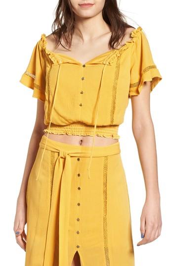 Women's Bp. Off The Shoulder Crop Top, Size - Yellow