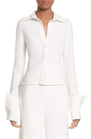 Women's Brandon Maxwell Wide Cuff Crepe Blouse - Ivory