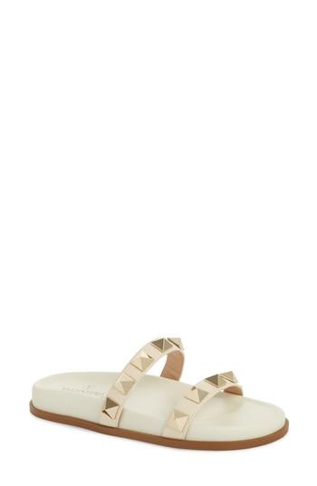 Women's Valentino Garavani Rockstud Lock Slide Sandal Us / 37eu - Ivory
