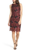 Women's Forest Lily Lace Sheath Dress - Red