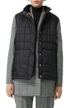 Women's Burberry Leintune Faux Shearling Trim Quilted Vest - Black