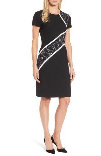 Women's Boss Dukatia Gingko Print Stretch Sheath Dress R - Black