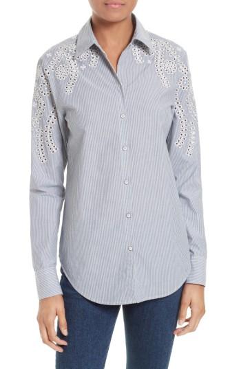 Women's Rag & Bone/jean Sahara Eyelet Cotton Shirt - Blue