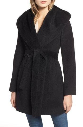 Women's Trina Turk Grace Hooded Wrap Walker Coat - Black