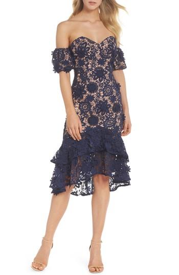 Women's Jarlo Merrilee Off The Shoulder 3d Lace Dress - Blue