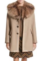 Women's Marc Jacobs Double Face Wool Blend Coat With Removable Genuine Lamb Fur Collar