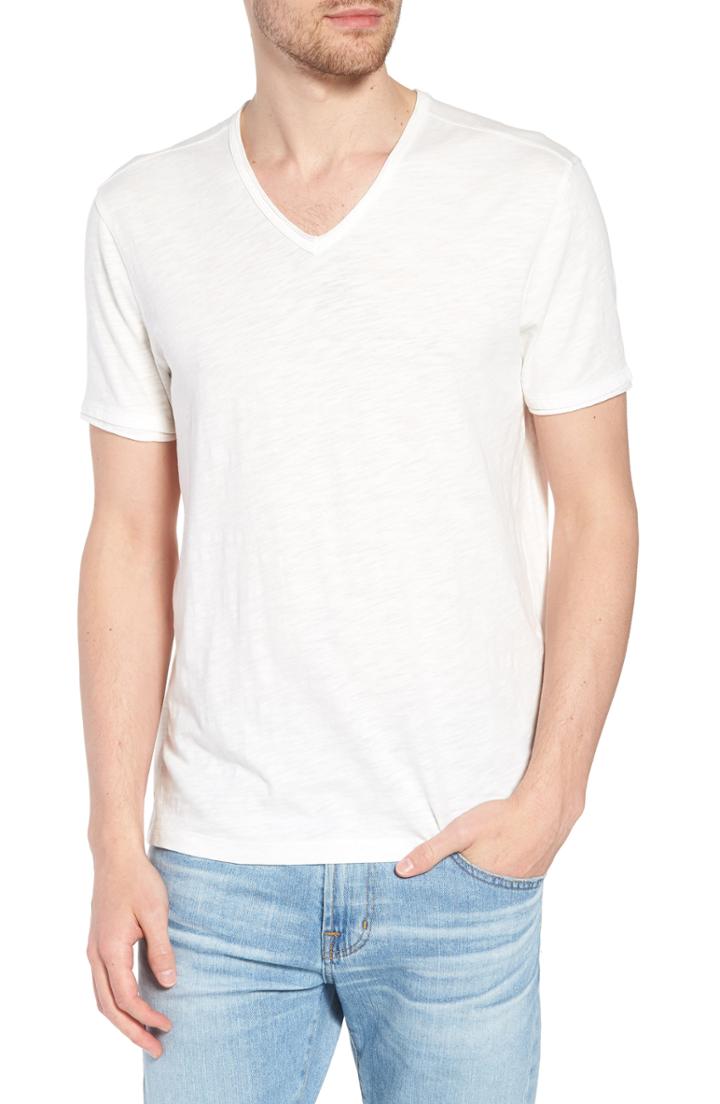 Men's John Varvatos Star Usa Slim Fit Slubbed V-neck T-shirt, Size - White