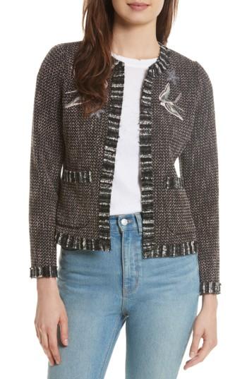 Women's Rebecca Taylor Embellished Multi Tweed Jacket - Black
