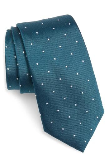 Men's The Tie Bar Dot Silk & Wool X-long Tie, Size X-long X-long - Blue