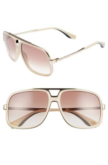 Women's Marc Jacobs 60mm Gradient Lens Aviator Sunglasses - Ivory