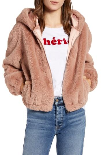 Women's French Connection Arabella Faux Shearling Jacket - Pink