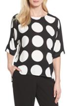 Petite Women's Vince Camuto Polka Dot High/low Blouse, Size P - Black