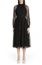Women's Co Floral Embroidered Mesh Dress - Black