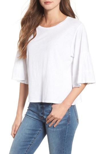 Women's Velvet By Graham & Spencer Cotton Slub Tiered Sleeve Tee - White